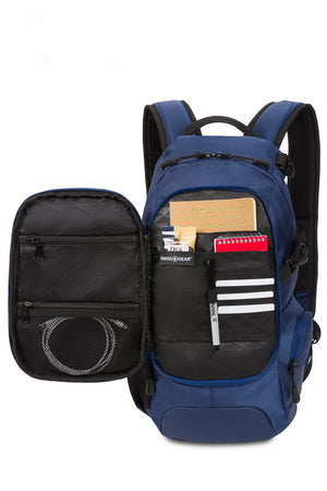 SWISSGEAR 3598 City Backpack Front organizer panel with divider pockets and compartments for IDs, credit cards, smartphone, travel documents, and other essentials