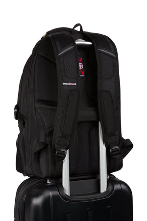 Swissgear 3760 ScanSmart Laptop Backpack Built-in trolly strap system allows bag to be safely carried on top of most wheeled luggage by sliding over retractable handle