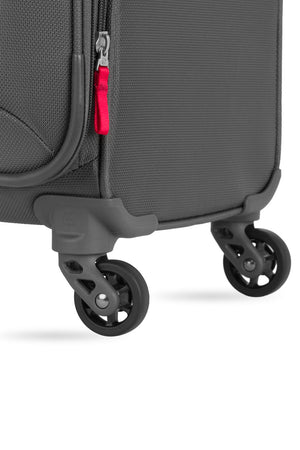 SWISSGEAR 6270 Expandable Liteweight 2pc Spinner Luggage Set - Pewter Four 360-degree, multi-directional spinner wheels for maximum maneuverability