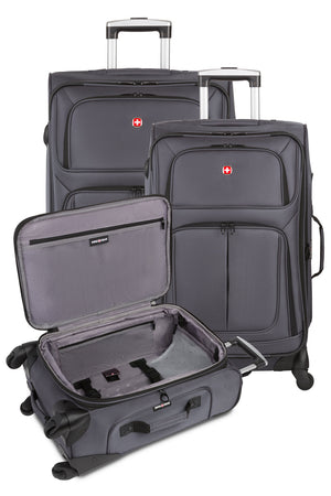 SWISSGEAR Sion 6283 Expandable 3pc Spinner Luggage Set - Dark Gray 3 Piece collection has 21