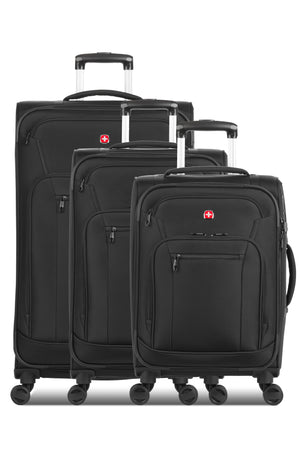 SWISSGEAR 7070 Softside Expandable Spinner - 3 Piece Set - Black 