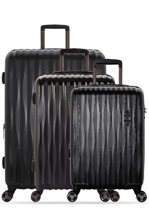 Swissgear 7272 Energie Expandable 3pc Hardside Spinner Luggage Set - Black