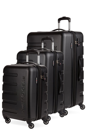 SWISSGEAR 7366 Signature Expandable 3 Piece Hardside Luggage Set - Black Rugged, ABS hardside split-case body