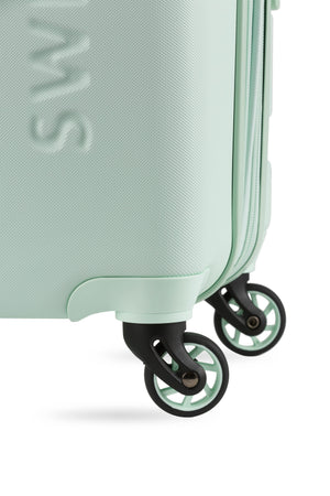 SWISSGEAR Signature 18” Expandable Carry On Hardside Spinner Luggage - Clearly Aqua Patented foldable cupholder on its exterior