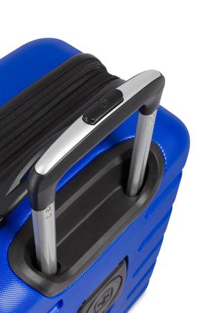 SWISSGEAR Signature 18” Expandable Carry On Hardside Spinner Luggage - Cobalt Blue Premium, push-button steel locking telescopic handle for easy pushing or pulling of luggage