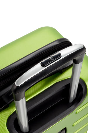 SWISSGEAR Signature 18” Expandable Carry On Hardside Spinner Luggage - Lime Premium, push-button steel locking telescopic handle for easy pushing or pulling of luggage
