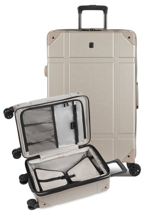 SWISSGEAR 7639 Expandable Trunk 2 Piece Spinner Set – Sand 2 Piece set featuring a 19” Expandable Trunk Carry On and a 26” Expandable Trunk Spinner Luggage