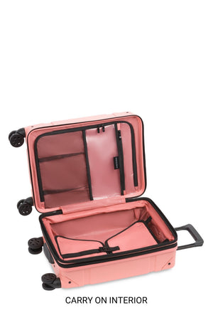 Swissgear 7639 Expandable Trunk 2 Piece Spinner Set – Coral Split-case design w/ zippered separator panel