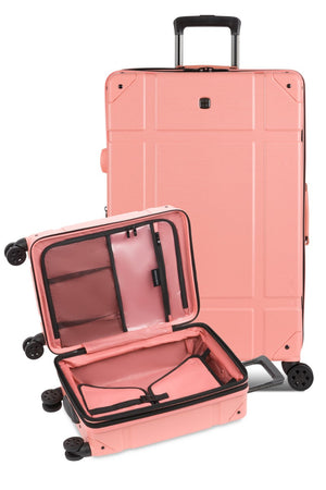 Swissgear 7639 Expandable Trunk 2 Piece Spinner Set – Coral 2 Piece set featuring a 19” Expandable Trunk Carry On and a 26” Expandable Trunk Spinner Luggage