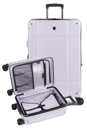 Swissgear 7639 Expandable Trunk 2 Piece Spinner Set – Evening Haze 2 Piece set featuring a 19” Expandable Trunk Carry On and a 26” Expandable Trunk Spinner Luggage