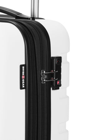 SWISSGEAR Signature 19 inch Expandable Carry On Hardside Spinner Luggage - White TSA-approved combination lock