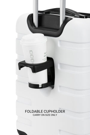 SWISSGEAR Signature 19 inch Expandable Carry On Hardside Spinner Luggage - White Patented foldable cupholder on its exterior